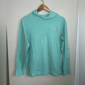 Vineyard Vines Women’s Seafoam Green Aqua Lightweight Hoodie Whale Logo Size L